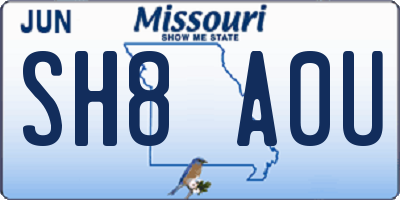MO license plate SH8A0U