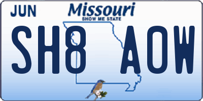 MO license plate SH8A0W