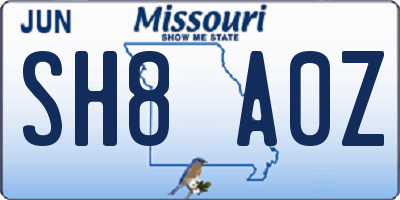MO license plate SH8A0Z
