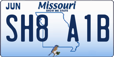 MO license plate SH8A1B