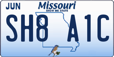 MO license plate SH8A1C
