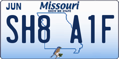 MO license plate SH8A1F