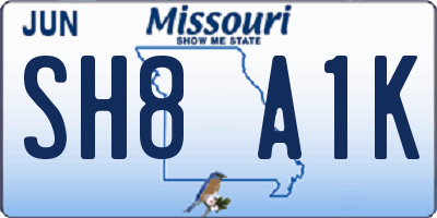 MO license plate SH8A1K