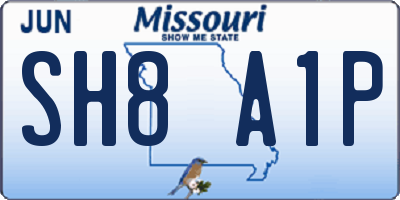 MO license plate SH8A1P