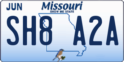 MO license plate SH8A2A