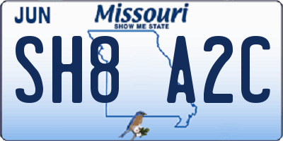 MO license plate SH8A2C