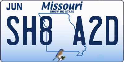 MO license plate SH8A2D
