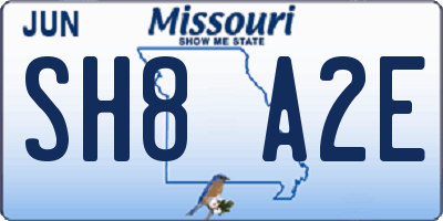 MO license plate SH8A2E