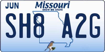 MO license plate SH8A2G