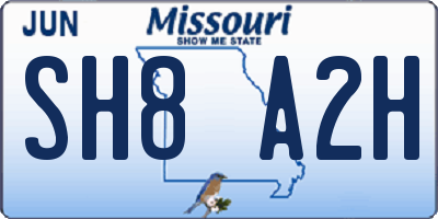 MO license plate SH8A2H
