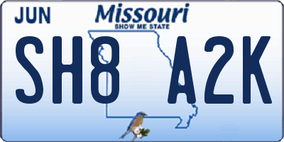 MO license plate SH8A2K
