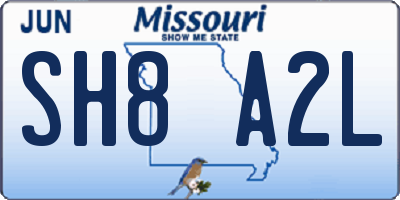 MO license plate SH8A2L