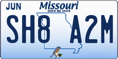 MO license plate SH8A2M
