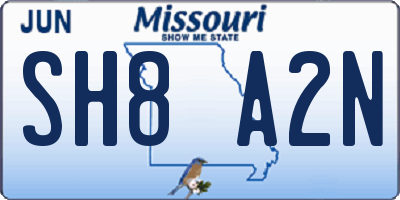 MO license plate SH8A2N
