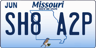 MO license plate SH8A2P