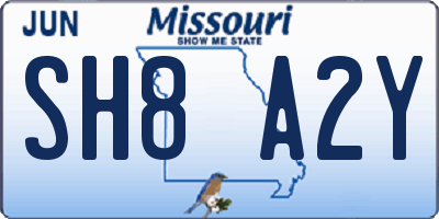 MO license plate SH8A2Y