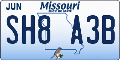 MO license plate SH8A3B