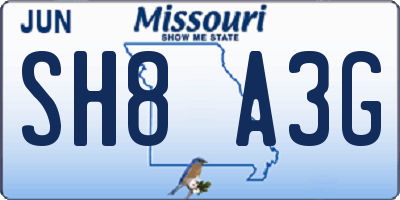 MO license plate SH8A3G
