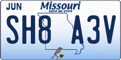 MO license plate SH8A3V