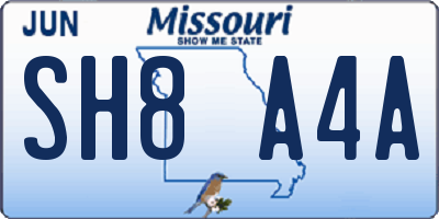 MO license plate SH8A4A