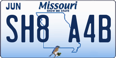 MO license plate SH8A4B