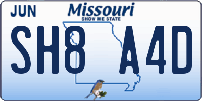 MO license plate SH8A4D