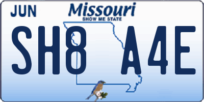 MO license plate SH8A4E