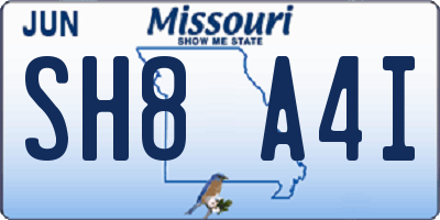 MO license plate SH8A4I