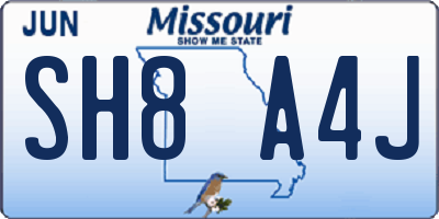 MO license plate SH8A4J