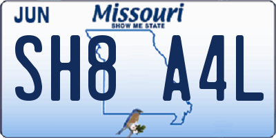 MO license plate SH8A4L