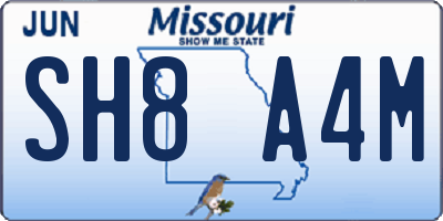 MO license plate SH8A4M