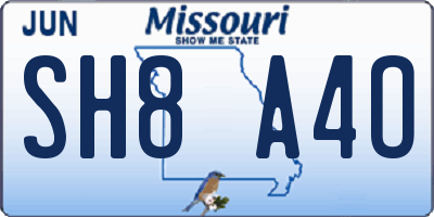 MO license plate SH8A4O