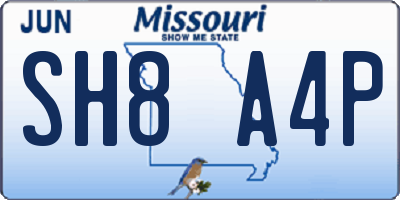 MO license plate SH8A4P