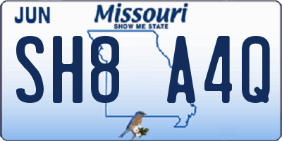 MO license plate SH8A4Q