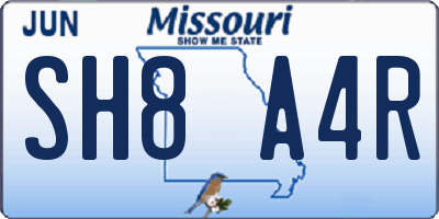 MO license plate SH8A4R