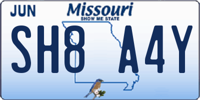 MO license plate SH8A4Y