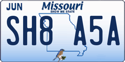 MO license plate SH8A5A