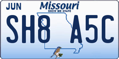 MO license plate SH8A5C