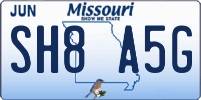 MO license plate SH8A5G