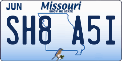 MO license plate SH8A5I