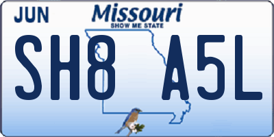 MO license plate SH8A5L