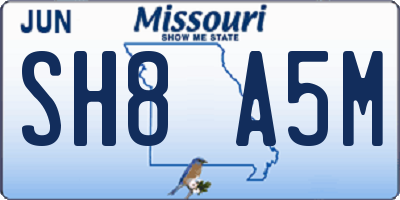 MO license plate SH8A5M