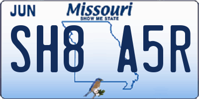 MO license plate SH8A5R