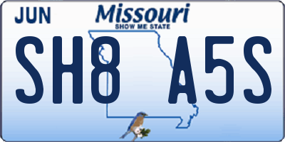 MO license plate SH8A5S