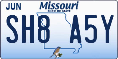 MO license plate SH8A5Y