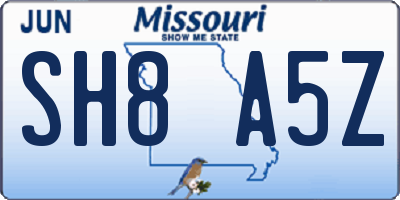MO license plate SH8A5Z
