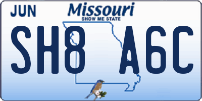 MO license plate SH8A6C