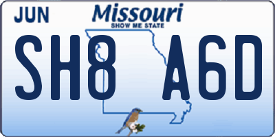 MO license plate SH8A6D