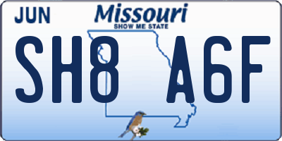 MO license plate SH8A6F