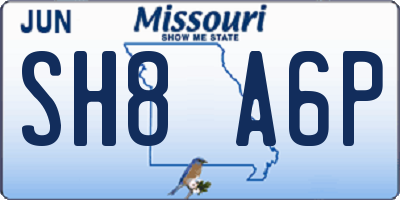 MO license plate SH8A6P